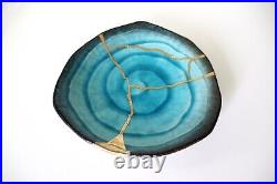 Kintsugi Plate Blue Bronze Large Size