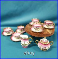 Kunst-Palette Regnitzlosau Bavaria K&T Porcelain Tea Set 22k Gold Pink