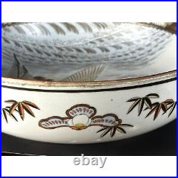 Kutani Ware Meiji Period White and Gold Color Large Bowl Asian Porcelain Bowl De