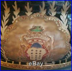 LARGE CHINESE OVAL ANTIQUE Porcelain BOWL with fish decor, gold, black, beautiful