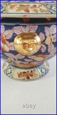 LARGE Chinese Porcelain Covered Tureen Bowl Yongzheng Mark Gilt Foo Dog Handles