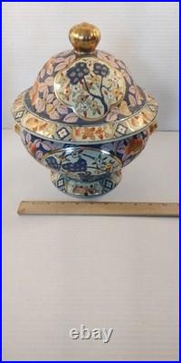 LARGE Chinese Porcelain Covered Tureen Bowl Yongzheng Mark Gilt Foo Dog Handles