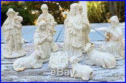 LARGE Nativity Set 10 Piece Ivory 24K Gold Signature Porcelain Christmas Decor