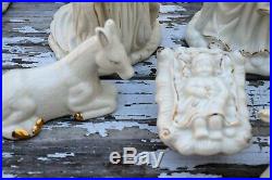 LARGE Nativity Set 10 Piece Ivory 24K Gold Signature Porcelain Christmas Decor