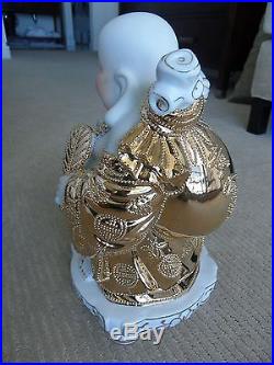 LAUGHING BUDDHA Chinese-China-Happy-Lucky-Perfect Condition-Gold-Porcelain-RARE