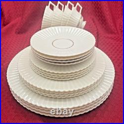 LENOX CRETAN DINNERWARE Greek Key Gold Trim FOUR 5-PIECE PLACE SETTINGS