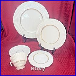 LENOX CRETAN DINNERWARE Greek Key Gold Trim FOUR 5-PIECE PLACE SETTINGS LENOX CRETAN DINNERWARE Greek Key Gold Trim FOUR 5-PIECE PLACE SETTINGS