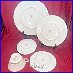 LENOX CRETAN DINNERWARE Greek Key Gold Trim FOUR 5-PIECE PLACE SETTINGS LENOX CRETAN DINNERWARE Greek Key Gold Trim FOUR 5-PIECE PLACE SETTINGS