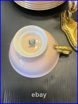 LENOX D46 Pink Gold Ivory Cups And Saucers (4) c1937 Green Backstamp