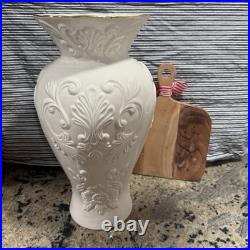 LENOX Georgian large ivory 16 vase floral embossed design gold trim porcelain