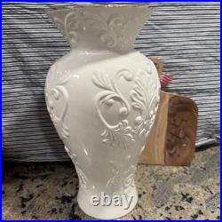 LENOX Georgian large ivory 16 vase floral embossed design gold trim porcelain