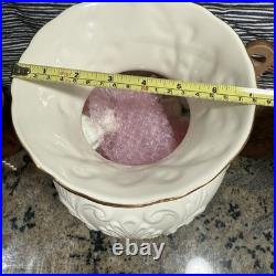 LENOX Georgian large ivory 16 vase floral embossed design gold trim porcelain