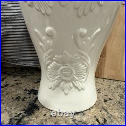 LENOX Georgian large ivory 16 vase floral embossed design gold trim porcelain
