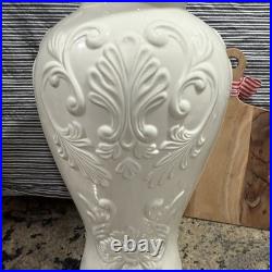 LENOX Georgian large ivory 16 vase floral embossed design gold trim porcelain
