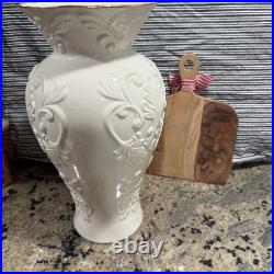 LENOX Georgian large ivory 16 vase floral embossed design gold trim porcelain