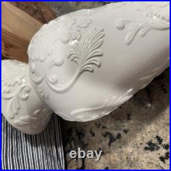 LENOX Georgian large ivory 16 vase floral embossed design gold trim porcelain
