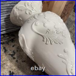LENOX Georgian large ivory 16 vase floral embossed design gold trim porcelain