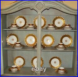 LIMOGES Porcelain Service China Set Encrusted Gold Trim 91 Pieces Straus Sons