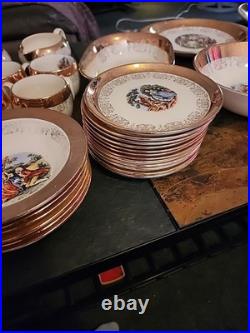 LOT OF 44 VINTAGE CREST-O-GOLD 22k SABIN antique China Set Beautiful WithShakers LOT OF 44 VINTAGE CREST-O-GOLD 22k SABIN antique China Set Beautiful WithShakers