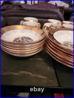 LOT OF 44 VINTAGE CREST-O-GOLD 22k SABIN antique China Set Beautiful WithShakers LOT OF 44 VINTAGE CREST-O-GOLD 22k SABIN antique China Set Beautiful WithShakers