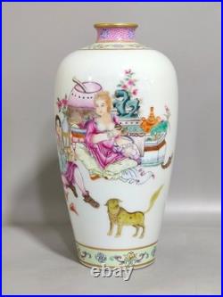 L Beautiful Chinese Qing Dynasty Famille Rose Porcelain Gilded vase H22CM