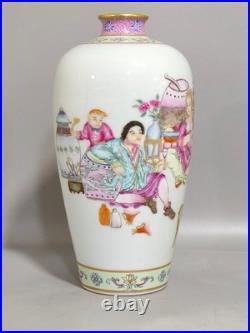 L Beautiful Chinese Qing Dynasty Famille Rose Porcelain Gilded vase H22CM