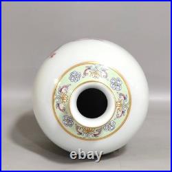 L Beautiful Chinese Qing Dynasty Famille Rose Porcelain Gilded vase H22CM