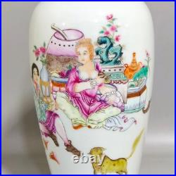 L Beautiful Chinese Qing Dynasty Famille Rose Porcelain Gilded vase H22CM