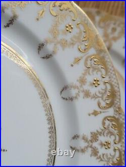 L Bernardaud Co D&C Limoges Set of 8 Gold raised scrolls/medallion Dinner Plates