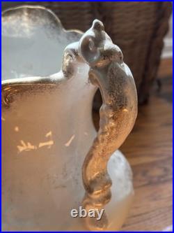 La Belle China Porcelain Pitcher & Basin Gold Rimmed Vintage Chinese Crackle