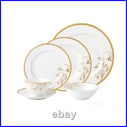 La Luna Bone China 57-Piece 24K Gold Floral Design Dinnerware Set, Service for 8 La Luna Bone China 57-Piece 24K Gold Floral Design Dinnerware Set, Service for 8