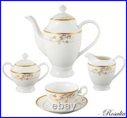 La Luna Bone China 57-Piece 24K Gold Floral Design Dinnerware Set, Service for 8 La Luna Bone China 57-Piece 24K Gold Floral Design Dinnerware Set, Service for 8