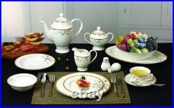 La Luna Bone China 57-Piece 24K Gold Floral Design Dinnerware Set, Service for 8 La Luna Bone China 57-Piece 24K Gold Floral Design Dinnerware Set, Service for 8