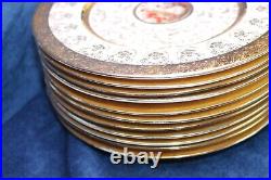 La Petite China 8 1/4 LUNCHEON PLATES Gold Bands & Floral Filigree Set of 11