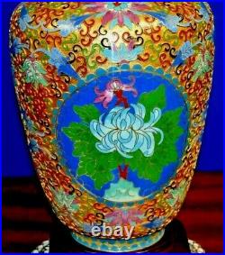 Large 34 Vintage Chinese Imperial Cloisonne Vase Lamp-porcelain-asian-oriental