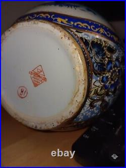 Large Collectible Hand-Painted Antique Chinese Blue & Gold Ceramic China Vase