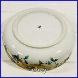 Large Serving Bowl China Porcelain Floral Purple Green Gold 10.5 Diameter VTG