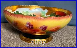 Large TV Limoges France Hand Painted Porcelain Punchbowl Gold Gild Pickard China Large TV Limoges France Hand Painted Porcelain Punchbowl Gold Gild Pickard China
