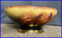 Large TV Limoges France Hand Painted Porcelain Punchbowl Gold Gild Pickard China Large TV Limoges France Hand Painted Porcelain Punchbowl Gold Gild Pickard China