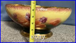 Large TV Limoges France Hand Painted Porcelain Punchbowl Gold Gild Pickard China Large TV Limoges France Hand Painted Porcelain Punchbowl Gold Gild Pickard China
