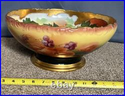 Large TV Limoges France Hand Painted Porcelain Punchbowl Gold Gild Pickard China Large TV Limoges France Hand Painted Porcelain Punchbowl Gold Gild Pickard China