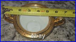 Le Mieux China 24K Gold Hand Painted Sugar Bowl Loving Cup Green Gilt Porcelain