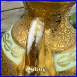Le Mieux China 24 Karat Gold Pair Porcelain Vases Victorian Ladies Cherubs VTG