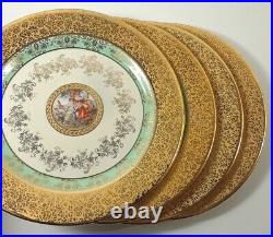 Le Mieux China 4 24K Gold Hand Decorated Plates 8 3/4 Lunch Salad Desert Plates