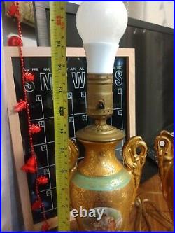 Le Mieux China Vase 24k Vintage Antique Porcelain Gold Lamp Lot Of 2