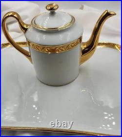 Legrand Lebouc 10 Piece Limoges Demitasse White/gold Trim CC22 coffee/tea Set Legrand Lebouc 10 Piece Limoges Demitasse White/gold Trim CC22 coffee/tea Set