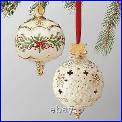 Lenox 2019 Annual Ornament Ivory Pierced Gold Stars Bas Relief Christmas NEW