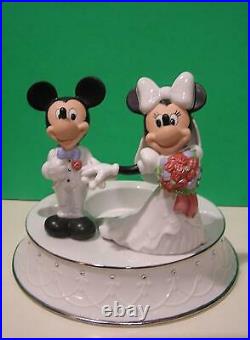 Lenox Disney Mickey Minnie Wedding Unity Candle Holder Figurine Bride Groom NEW