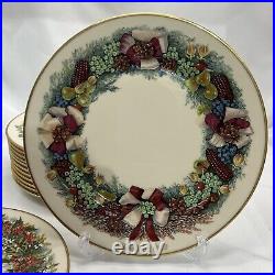 Lenox Fine China Colonial Christmas Wreath Plates 13pc Complete Set