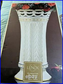 Lenox Florentine and Pearl Fine Bone China 16 H, Large Porcelain Vase NIB